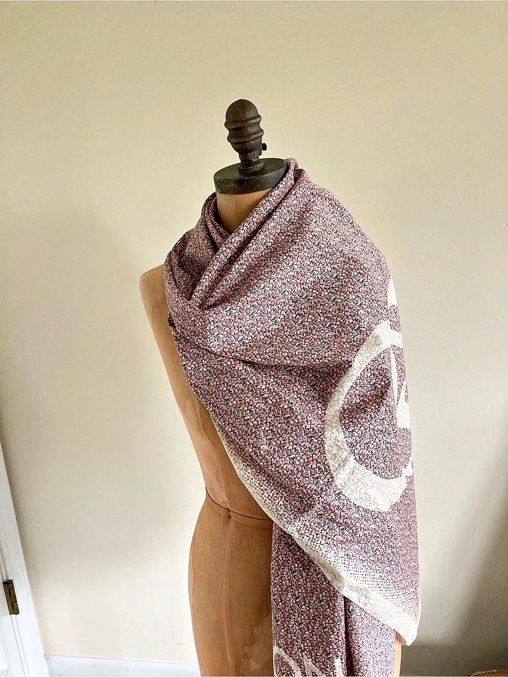 Louis Vuitton Monogram Flower Shawl Scarf Pink & White